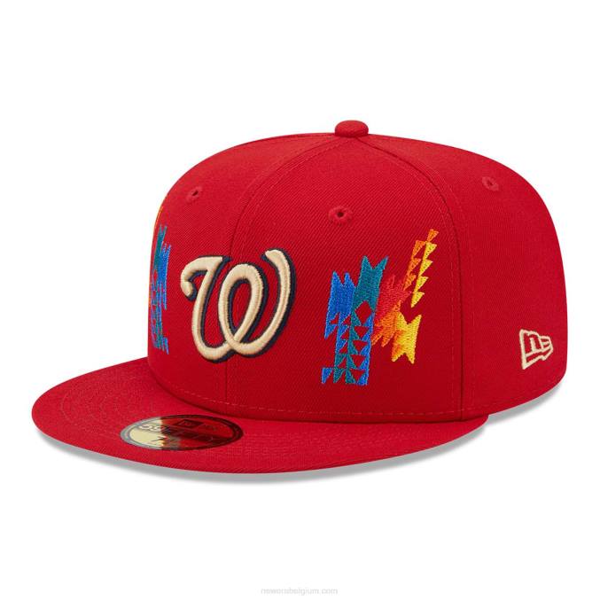 New Era Washington onderdanen zuidwestelijke rode 59fifty getailleerde pet BT24942