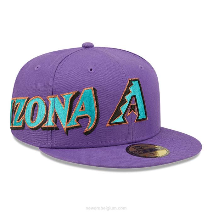 New Era arizona diamondbacks mlb zijsplit paarse 59fifty getailleerde pet BT24605
