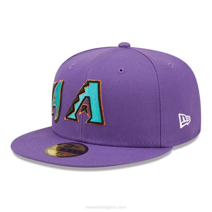 New Era arizona diamondbacks mlb zijsplit paarse 59fifty getailleerde pet BT24605