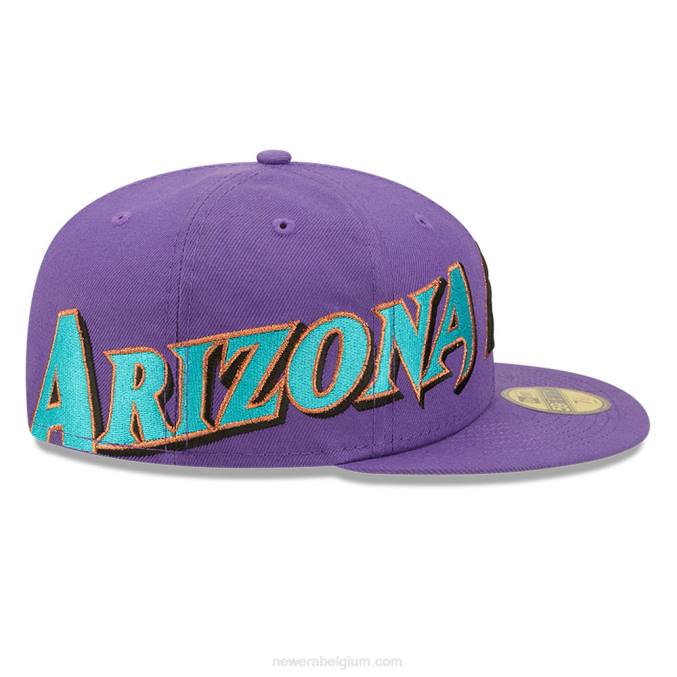 New Era arizona diamondbacks mlb zijsplit paarse 59fifty getailleerde pet BT24605