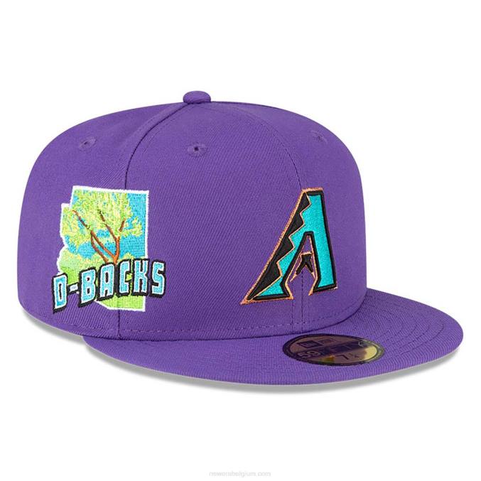 New Era arizona diamondbacks stateview paarse 59fifty getailleerde pet BT241108