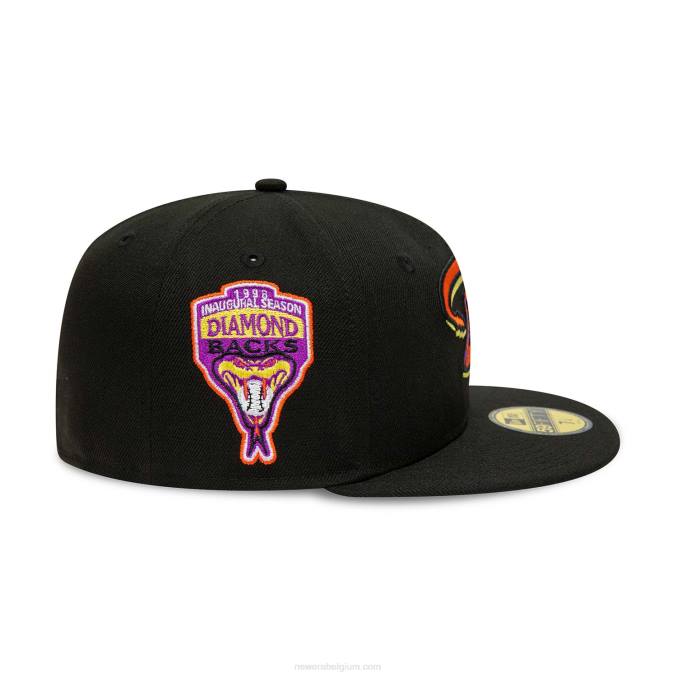 New Era arizona diamondbacks zwarte en gele 59fifty getailleerde pet BT24388