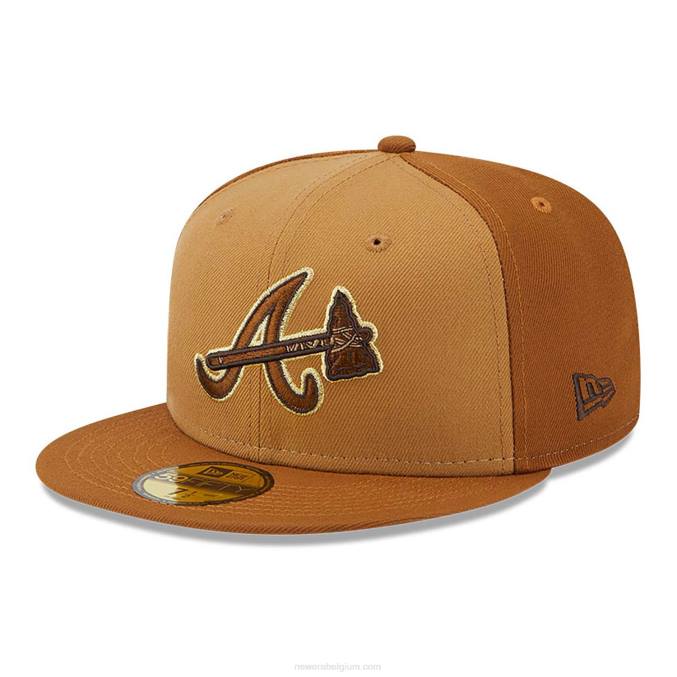 New Era atlanta braves driekleurige bruine 59fifty getailleerde pet BT24445