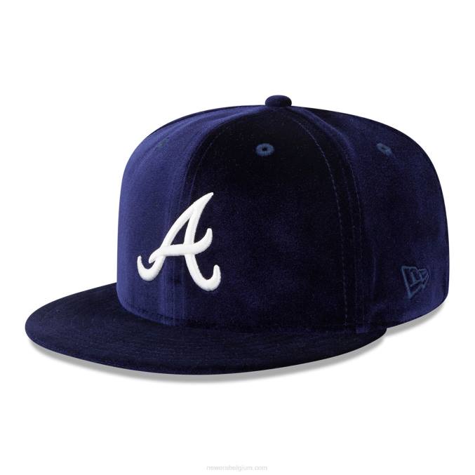 New Era atlanta braves fluwelen marineblauwe 59fifty getailleerde pet BT24752
