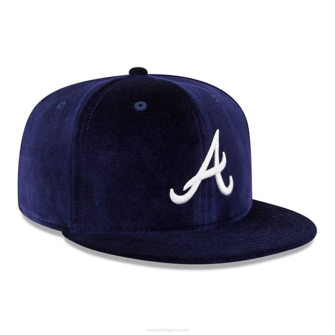 New Era atlanta braves fluwelen marineblauwe 59fifty getailleerde pet BT24752
