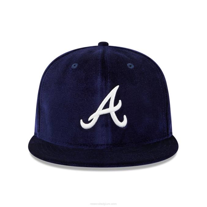 New Era atlanta braves fluwelen marineblauwe 59fifty getailleerde pet BT24752