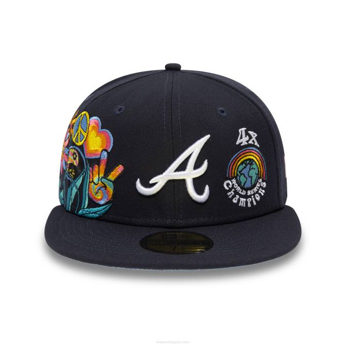 New Era atlanta braves groovy navy 59fifty getailleerde pet BT24171