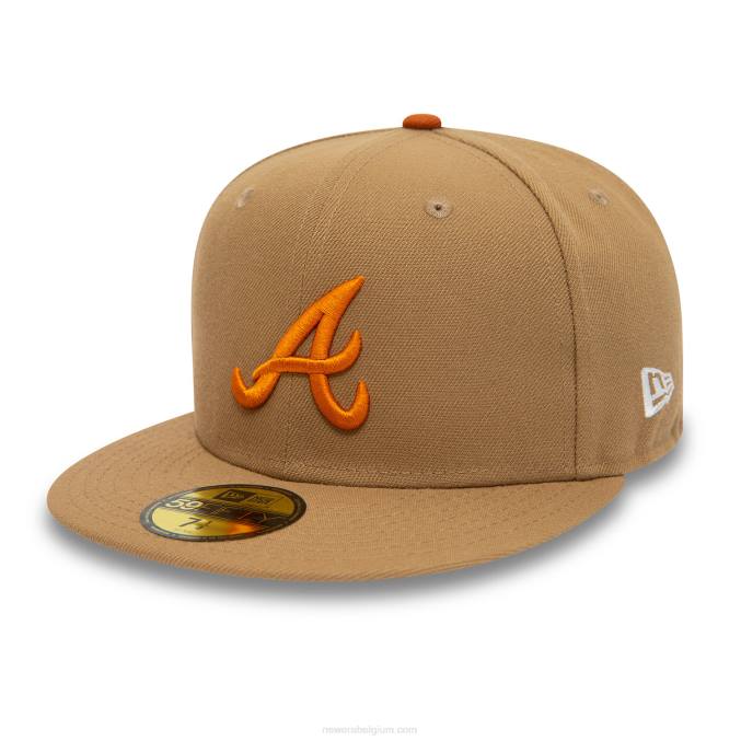 New Era atlanta braves herfstkleuren beige 59fifty getailleerde pet BT24636
