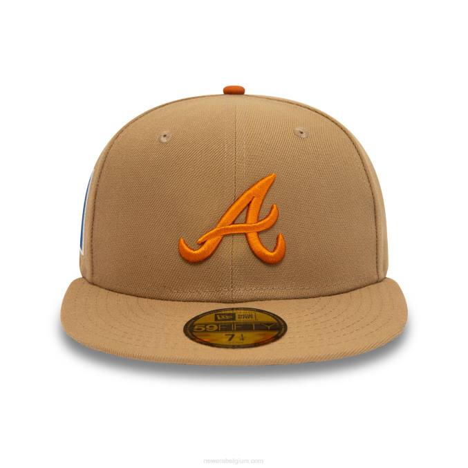 New Era atlanta braves herfstkleuren beige 59fifty getailleerde pet BT24636
