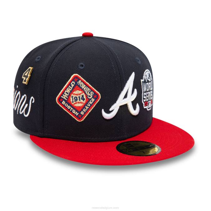 New Era atlanta braves historische champs marineblauwe 59fifty getailleerde pet BT24336
