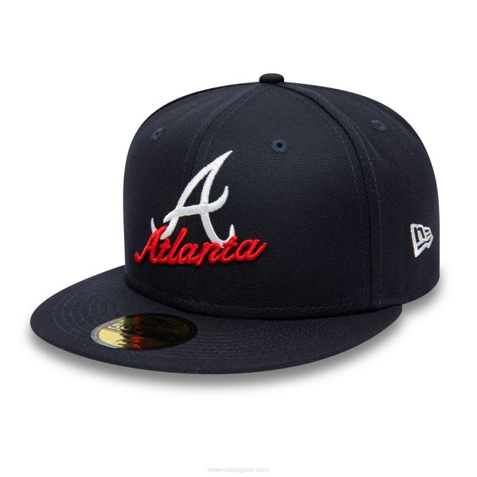 New Era atlanta braves marineblauwe 59fifty pet met dubbel logo BT24198