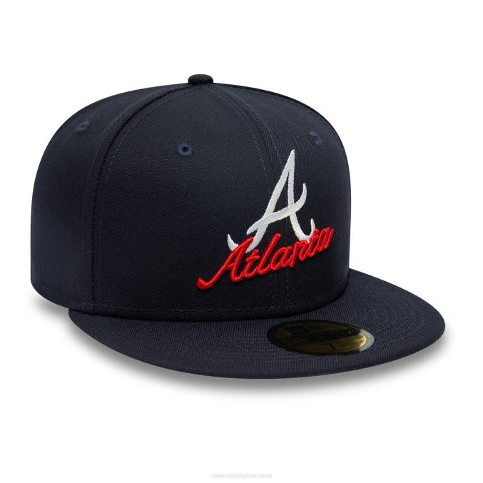 New Era atlanta braves marineblauwe 59fifty pet met dubbel logo BT24198