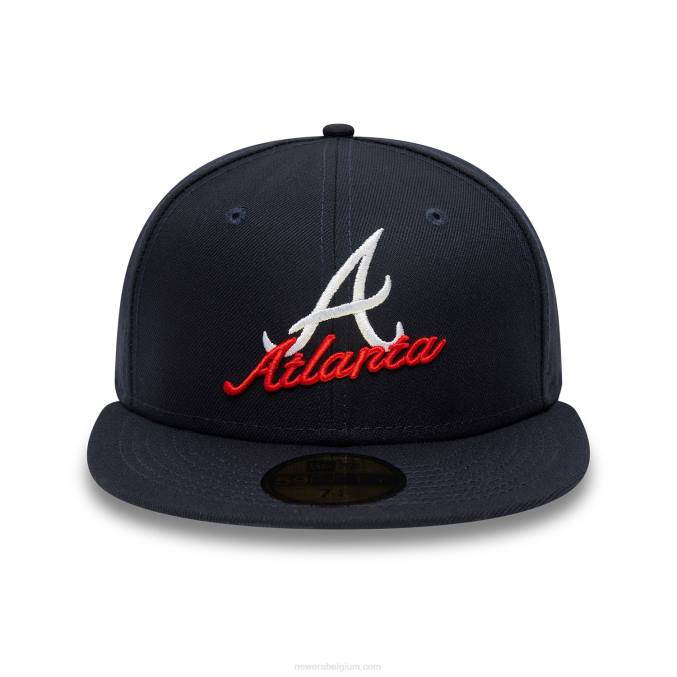 New Era atlanta braves marineblauwe 59fifty pet met dubbel logo BT24198