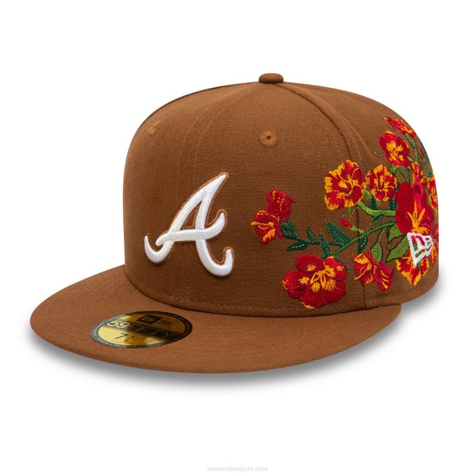 New Era atlanta braves mlb floral toffee brown 59fifty getailleerde pet BT24504