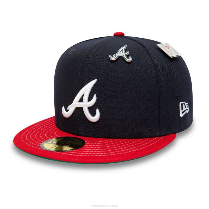 New Era atlanta braves mlb pin badge navy 59fifty getailleerde pet BT24936