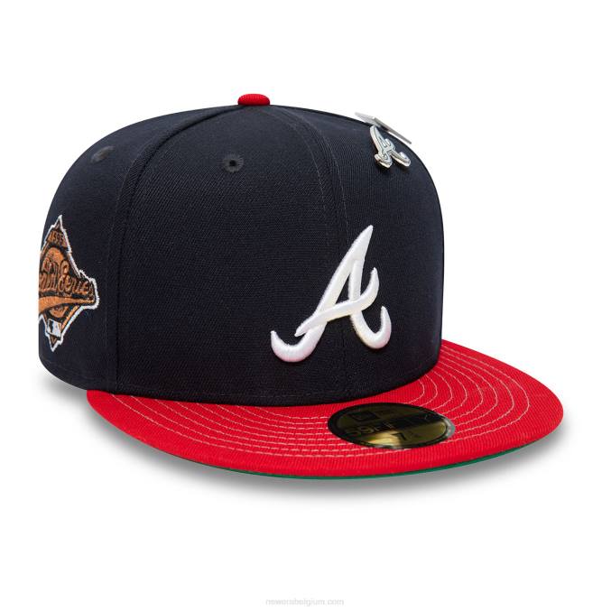 New Era atlanta braves mlb pin badge navy 59fifty getailleerde pet BT24936