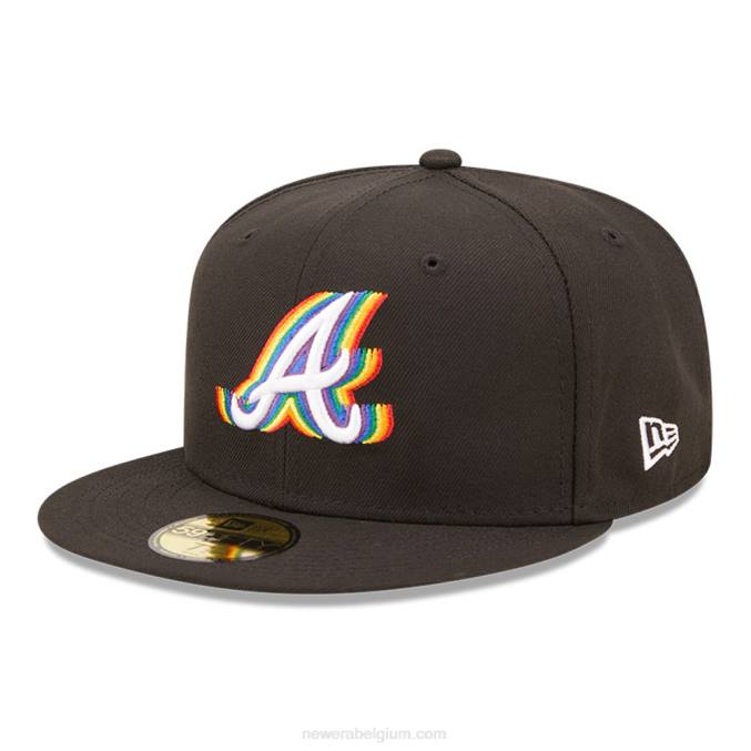 New Era atlanta braves mlb prismatische zwarte 59fifty getailleerde pet BT24241