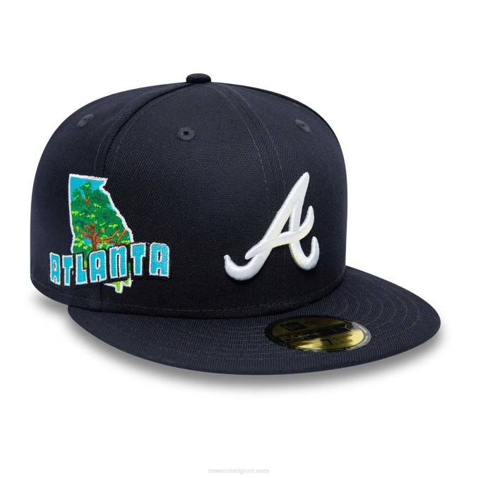 New Era atlanta braves navy stateview 59fifty getailleerde pet BT24691