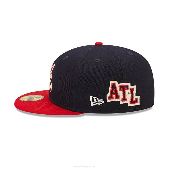 New Era atlanta braves ne letterman navy 59fifty getailleerde pet BT24823