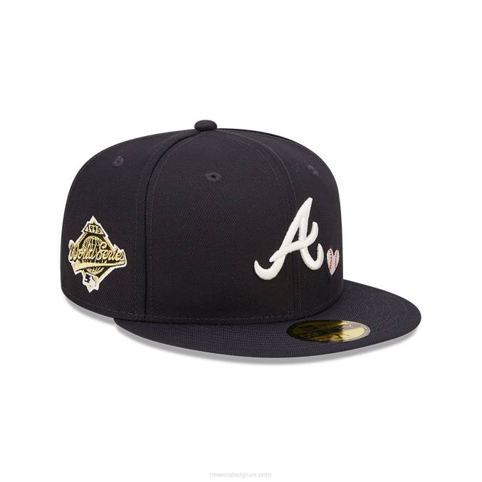 New Era atlanta braves team hartblauwe 59fifty getailleerde pet BT24655
