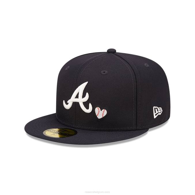 New Era atlanta braves team hartblauwe 59fifty getailleerde pet BT24655