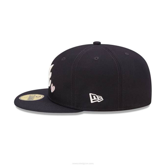 New Era atlanta braves team hartblauwe 59fifty getailleerde pet BT24655