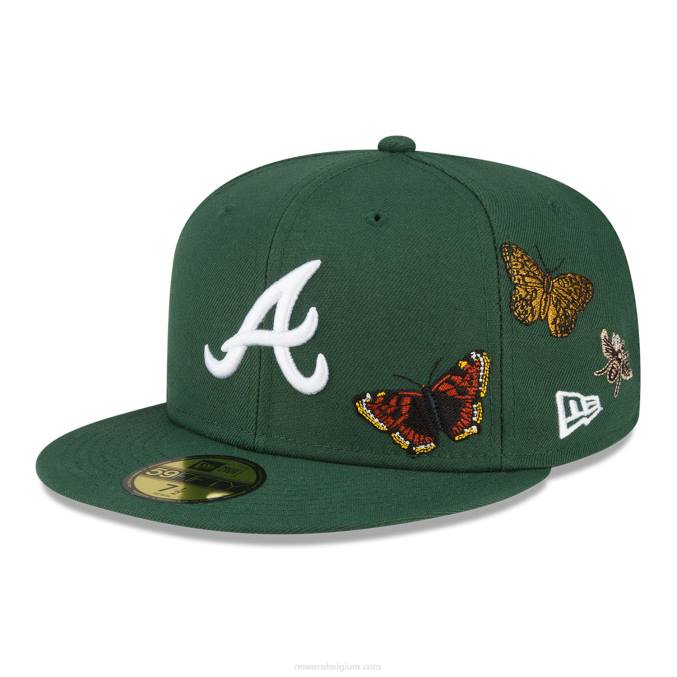 New Era atlanta braves vilt x mlb donkergroene 59fifty getailleerde pet BT24812