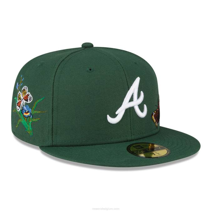 New Era atlanta braves vilt x mlb donkergroene 59fifty getailleerde pet BT24812