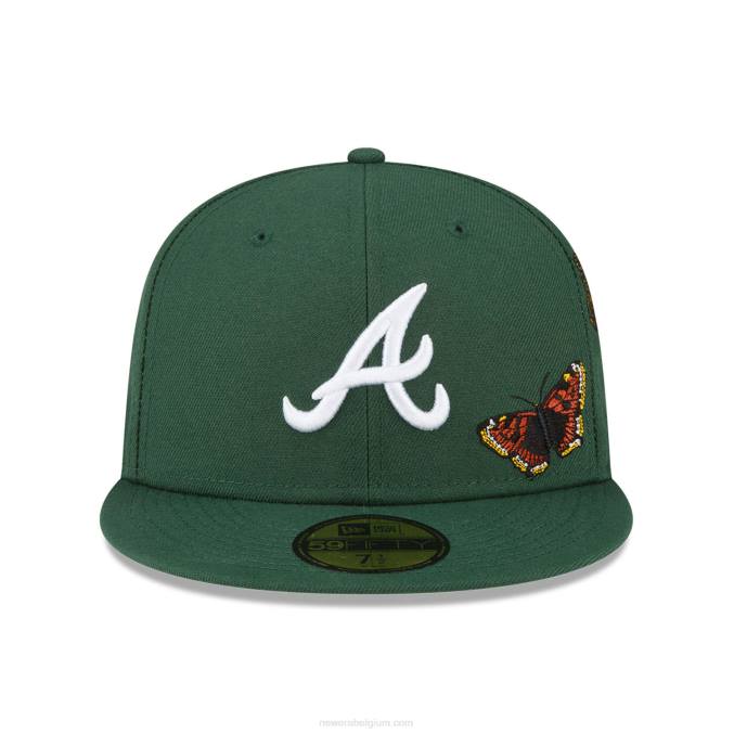 New Era atlanta braves vilt x mlb donkergroene 59fifty getailleerde pet BT24812