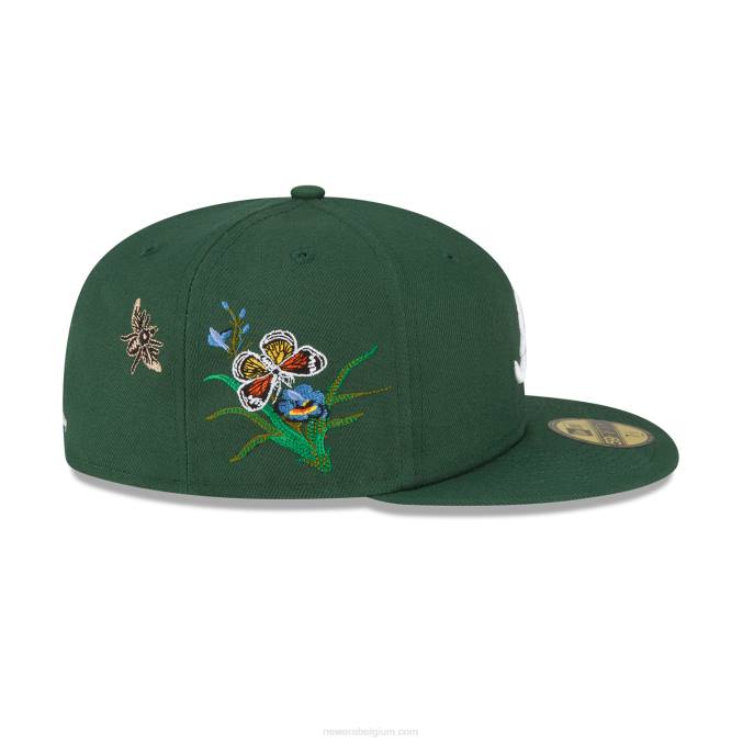 New Era atlanta braves vilt x mlb donkergroene 59fifty getailleerde pet BT24812