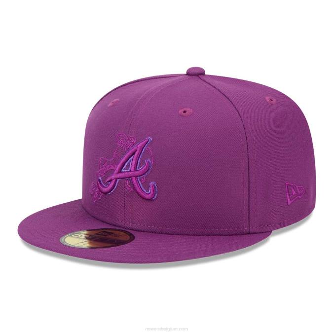 New Era atlanta braves zodiac paarse 59fifty getailleerde pet BT241100