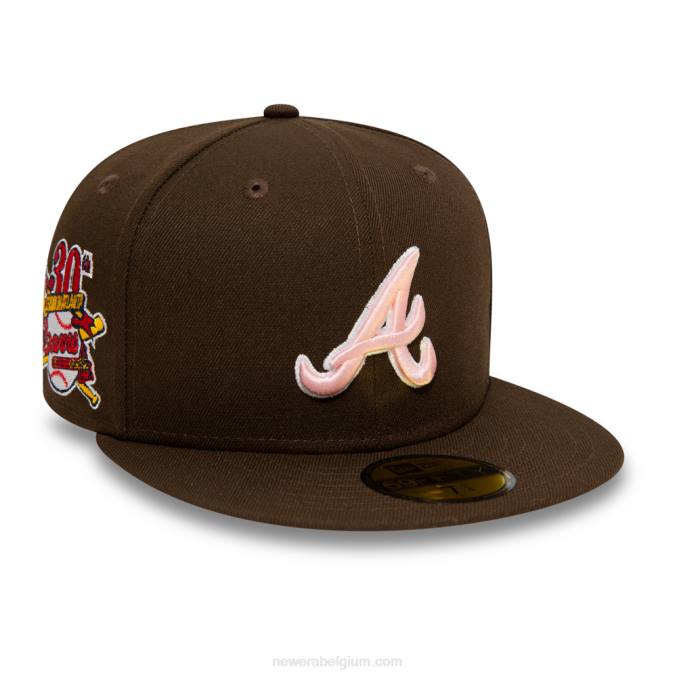 New Era atlanta trotseert walnoot en roze 59fifty cap BT24642