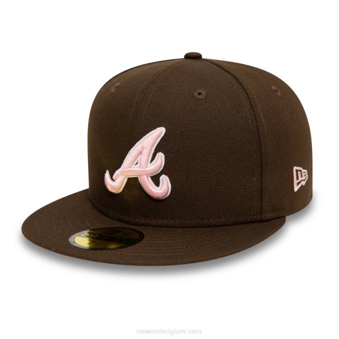 New Era atlanta trotseert walnoot en roze 59fifty cap BT24642