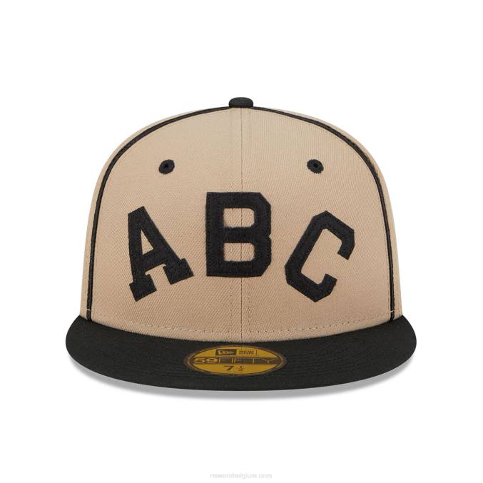 New Era atlanta zwarte crackers negro league beige 59fifty getailleerde pet BT241101