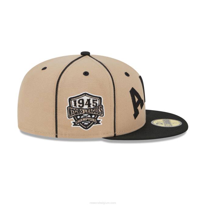 New Era atlanta zwarte crackers negro league beige 59fifty getailleerde pet BT241101