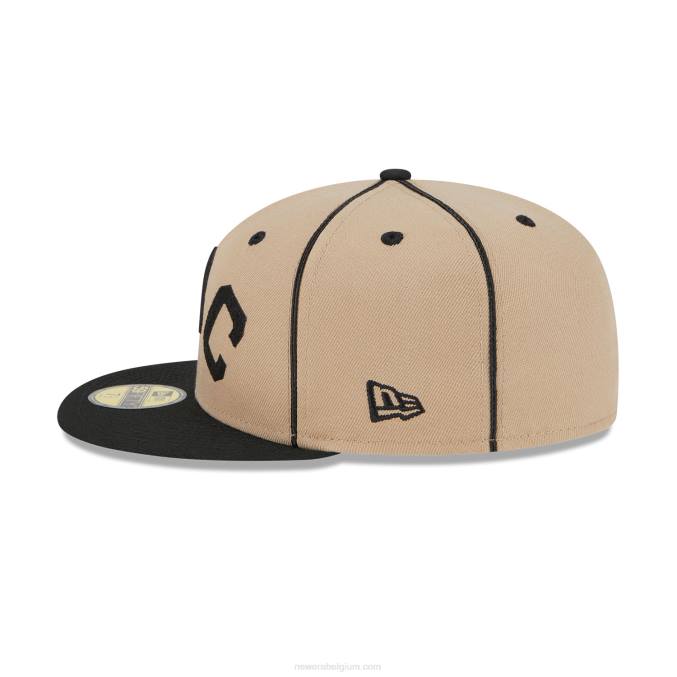New Era atlanta zwarte crackers negro league beige 59fifty getailleerde pet BT241101