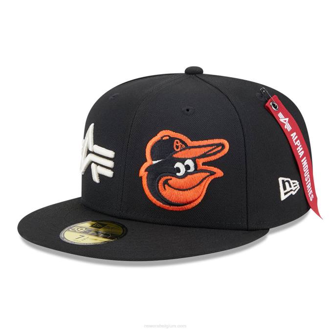 New Era baltimore orioles alpha industries x mlb zwarte 59fifty getailleerde pet BT24679