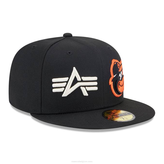 New Era baltimore orioles alpha industries x mlb zwarte 59fifty getailleerde pet BT24679