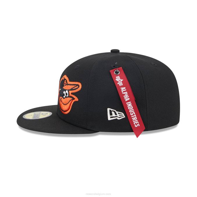 New Era baltimore orioles alpha industries x mlb zwarte 59fifty getailleerde pet BT24679