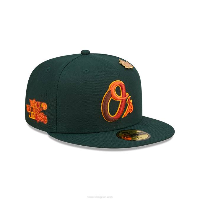 New Era baltimore orioles lommerrijke donkergroene 59fifty getailleerde pet BT24534