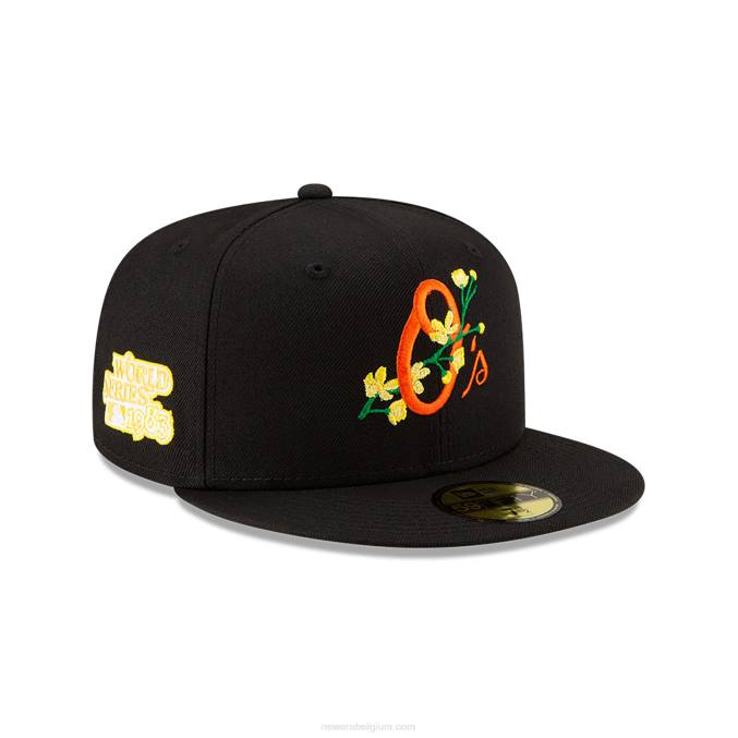 New Era baltimore orioles side patch bloom zwart 59fifty getailleerde pet BT241079