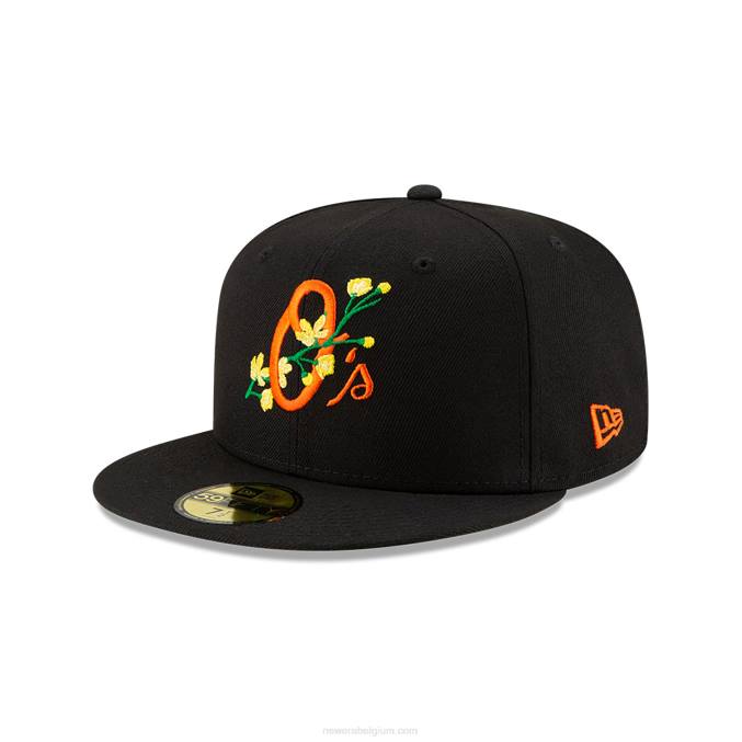 New Era baltimore orioles side patch bloom zwart 59fifty getailleerde pet BT241079