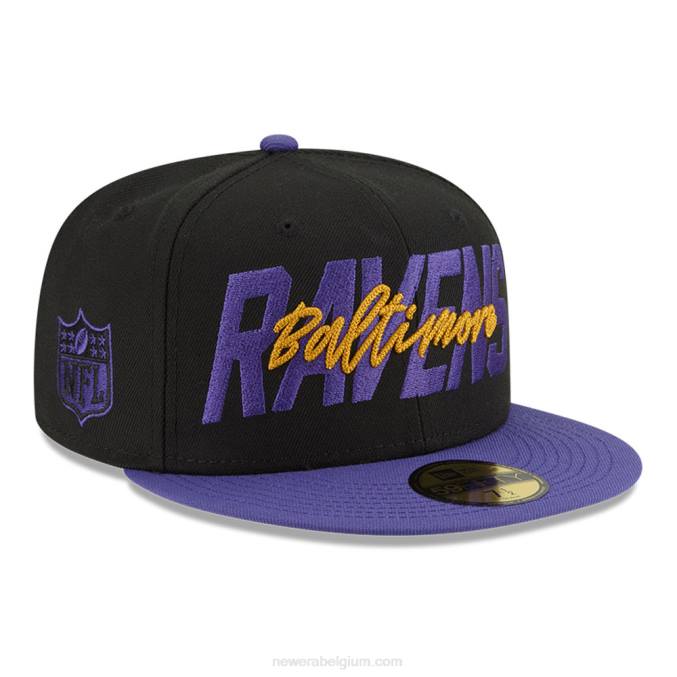 New Era baltimore ravens nfl draft zwart 59fifty getailleerde pet BT241033
