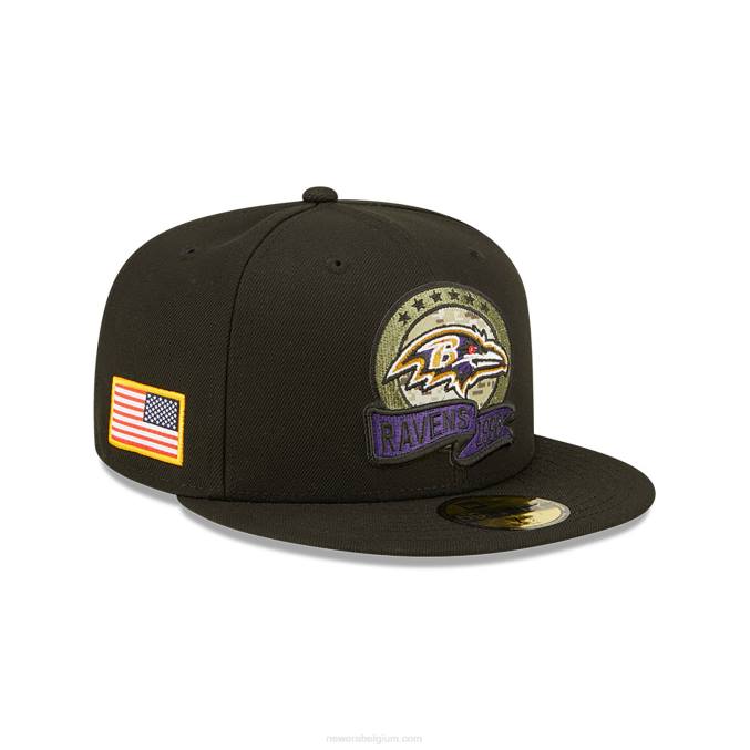 New Era baltimore ravens nfl salute to service zwarte 59fifty getailleerde pet BT24152