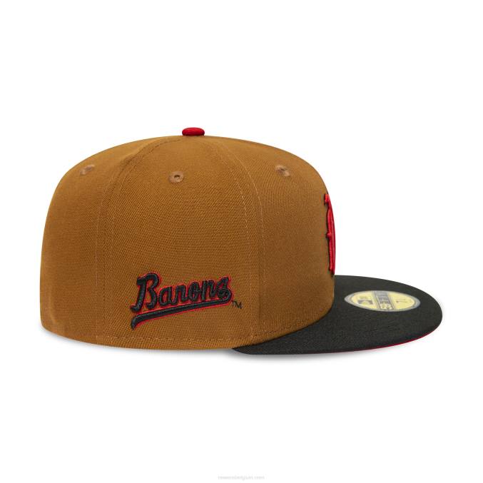 New Era birmingham barons milb bruine 59fifty getailleerde pet BT24749