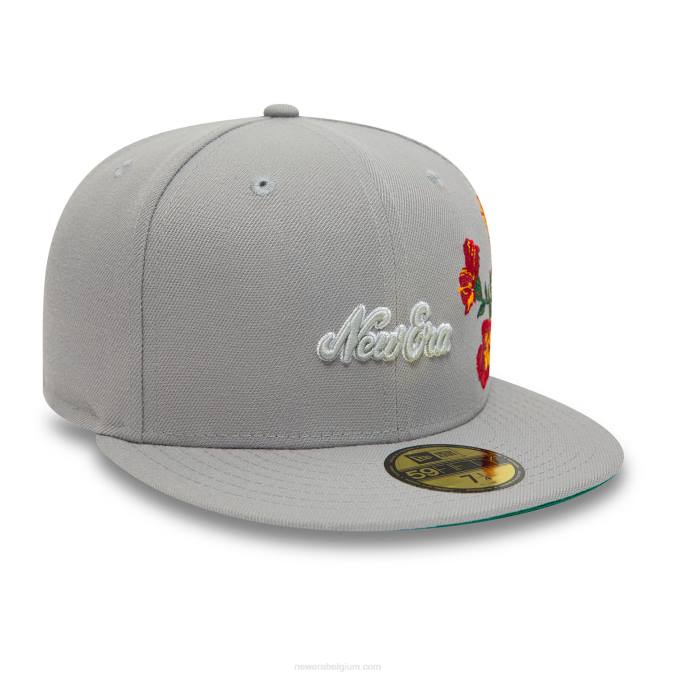 New Era bloemengrijze 59fifty getailleerde pet BT24801