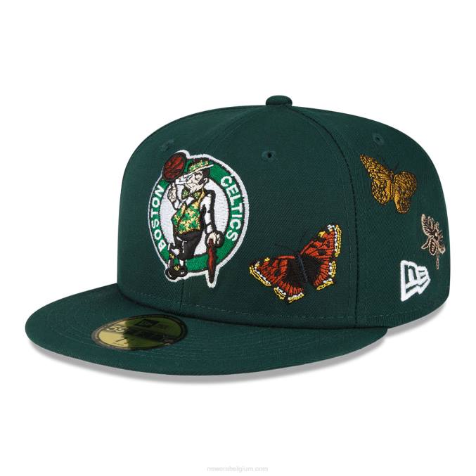New Era boston celtics vilt x nba donkergroene 59fifty getailleerde pet BT241292