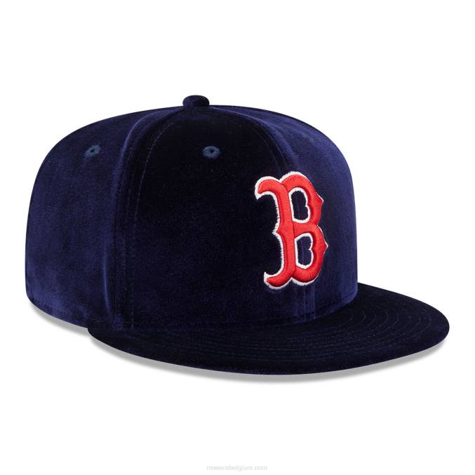 New Era boston red sox fluwelen marine 59fifty getailleerde pet BT241231