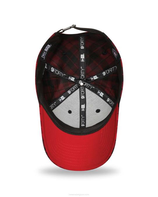 New Era boston red sox geruite rode 9forty verstelbare pet BT241784