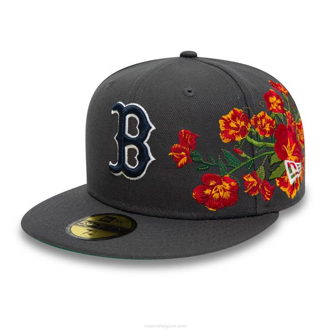 New Era boston red sox mlb floral donkergrijze 59fifty getailleerde pet BT24381